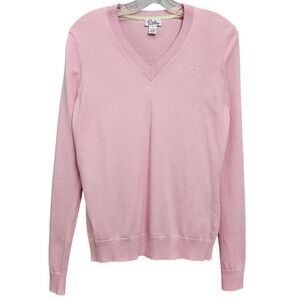 Lilly Pulitzer Orchid Pink Longsleeve V Neck  Vintage 90's Pullover Sweater